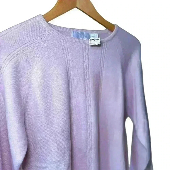 NWT 80's‎ VTG Pink Belford 100% Cashmere Cable Knit Sweater Women's Size Large - Picture 2 of 5